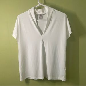 H&M White Deep V-Neck Blouse
